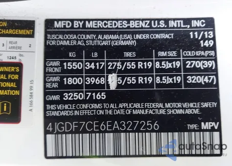 2014 Mercedes-Benz Gl 450 4Matic from USA, damaged, VIN 4JGDF7CE6EA327256
